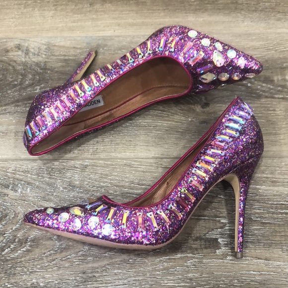 Steve Madden Galaxxie Glitter Sequin Dress Pump Pink Purple Women's 10 - Picture 4 of 10